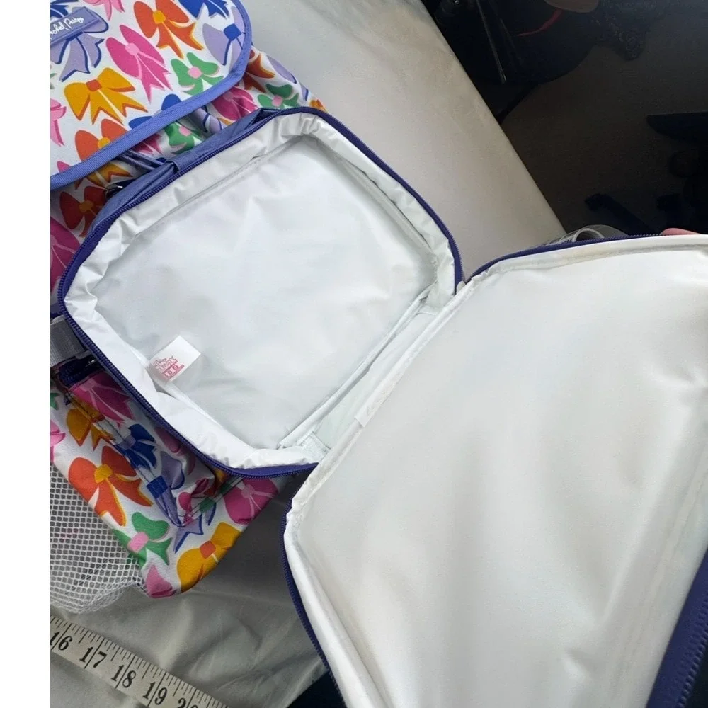 Packed Party Backpack Lunch Bag Water Bottle Set Rainbow Bow Print Padded Laptop